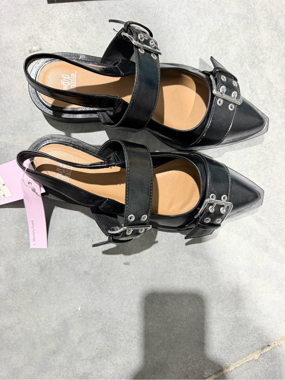 WILD FABLE Pointed Toe Black Slingback Flats with Buckle Straps